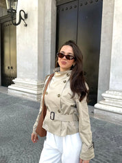 High-Neck Belted Trench Coat | Isabelle