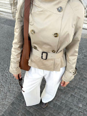High-Neck Belted Trench Coat | Isabelle