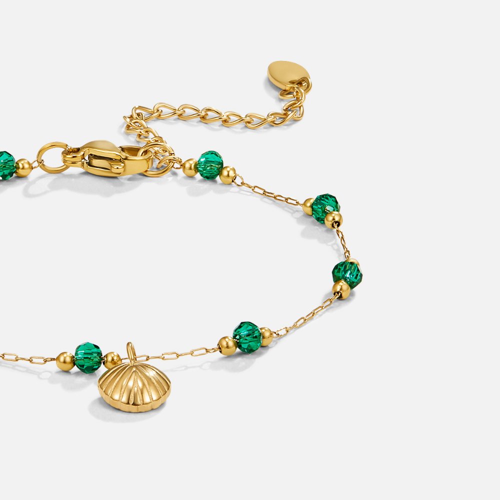 Sabrina Shell Green Bead Bracelet