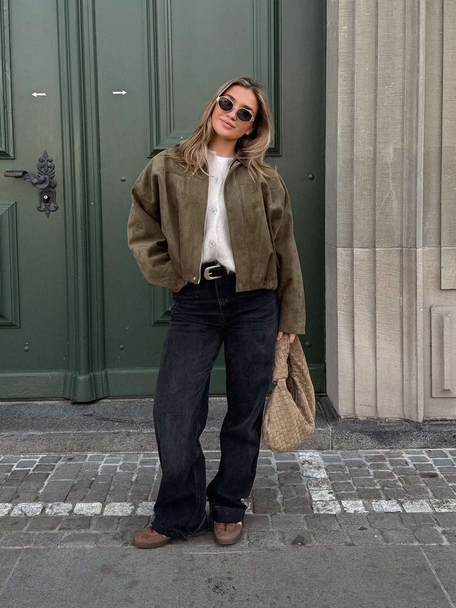 Lara | Suede Bomber Jacket