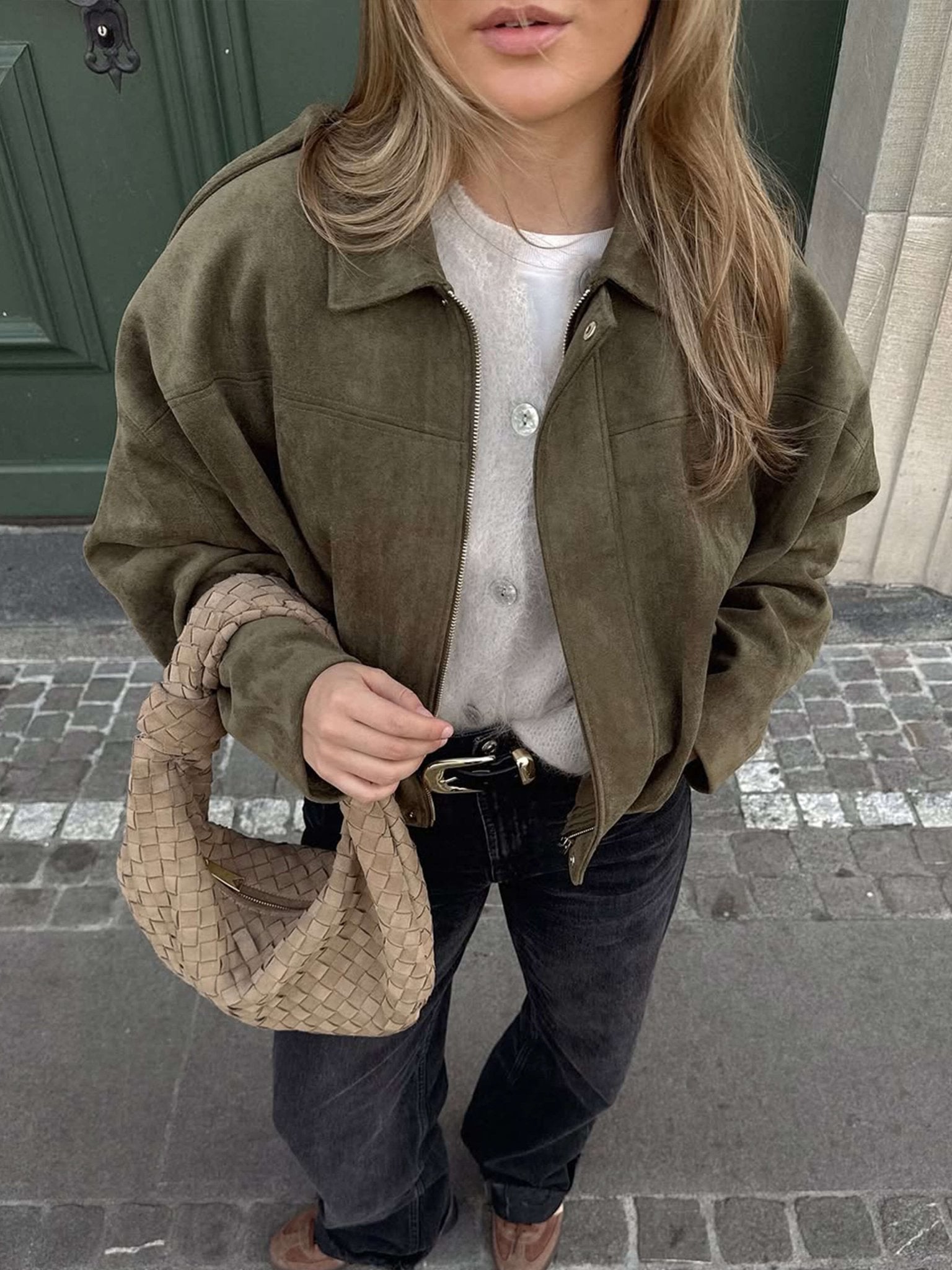 Lara | Suede Bomber Jacket