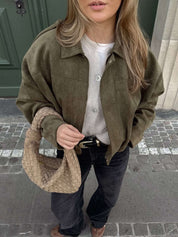 Lara | Suede Bomber Jacket