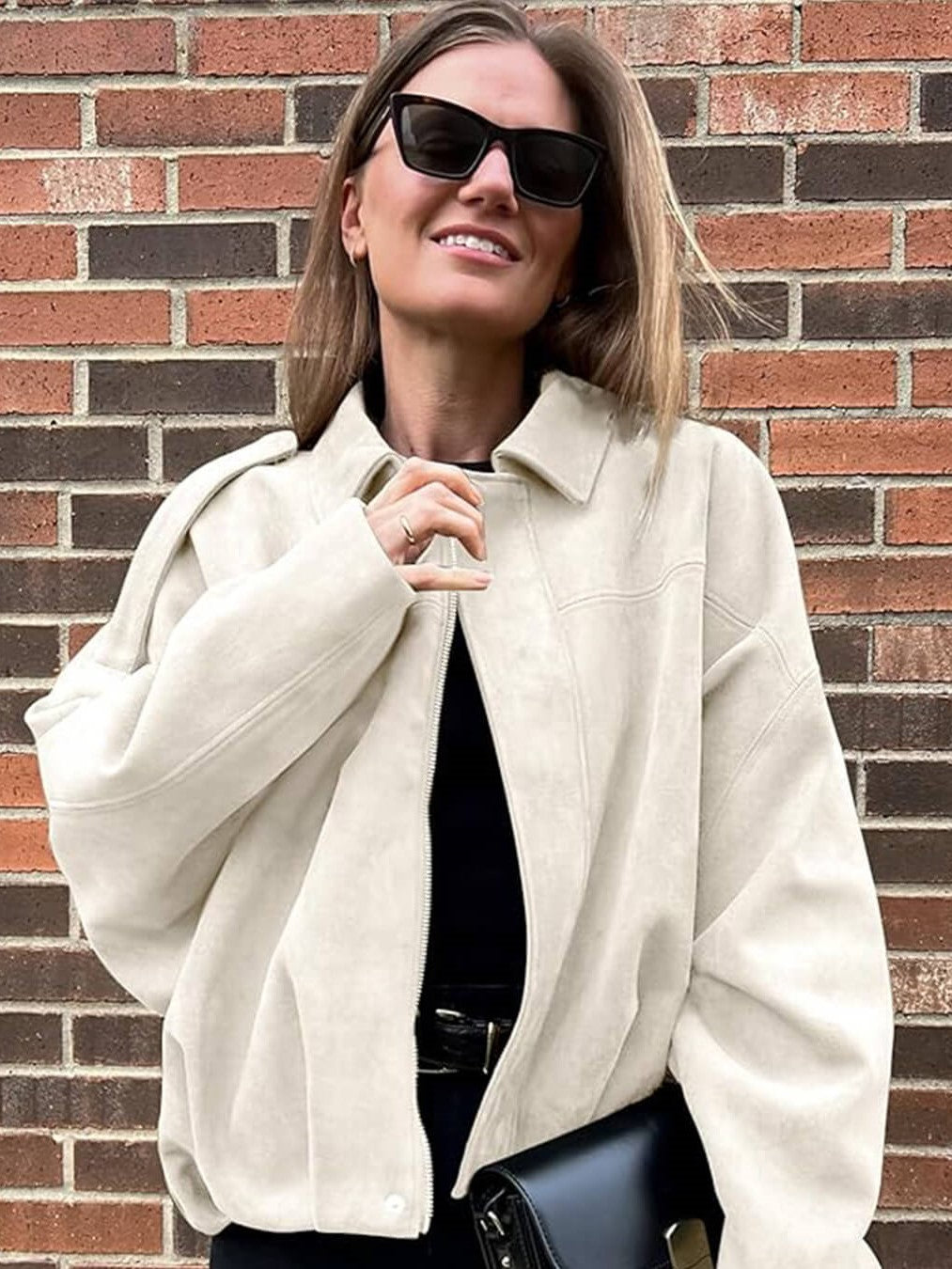 Lara | Suede Bomber Jacket