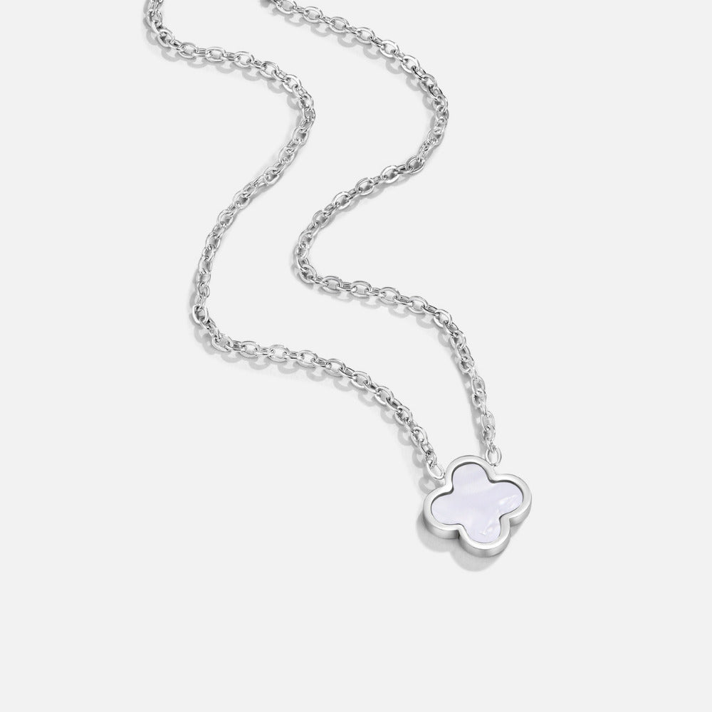 Rose White Clover Necklace
