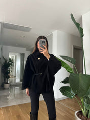 Adele | Wool Poncho Belted Cape Coat