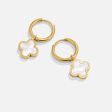 Zoe White Clover Hoop Earrings